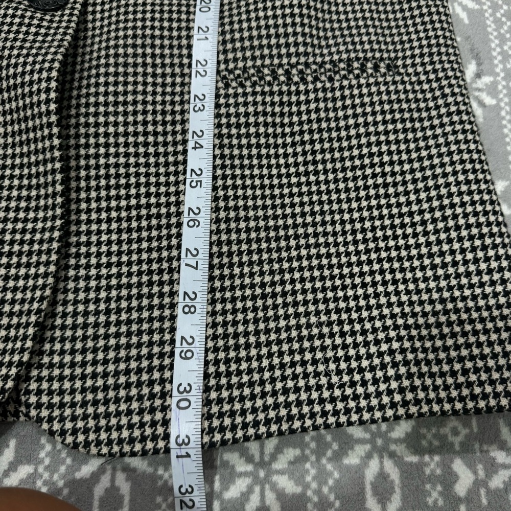 Sag Harbor Wool Blend Houndstooth Print Blazer Velvet Collar Black/White Size 14 - Picture 9 of 10